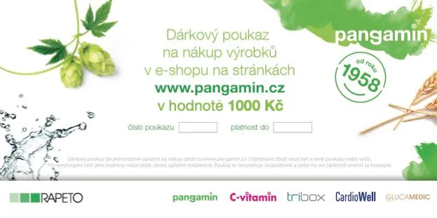 Dárkový poukaz Pangamin v hodnotě 1000 Kč