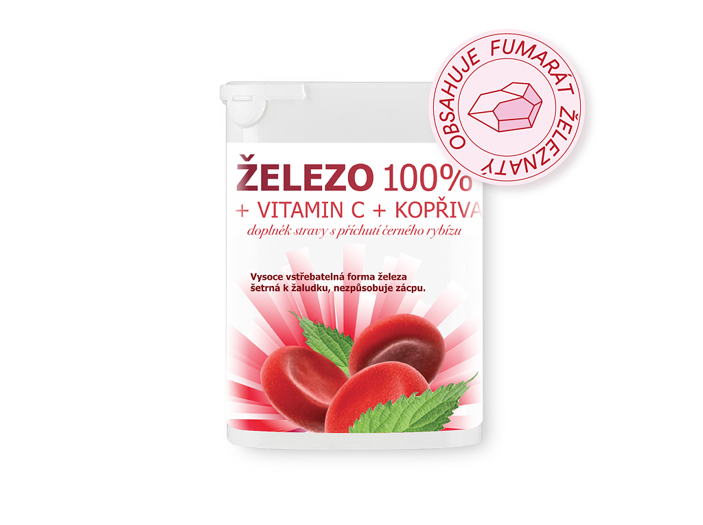 Železo 100% + vitamín C + kopřiva tbl. 90